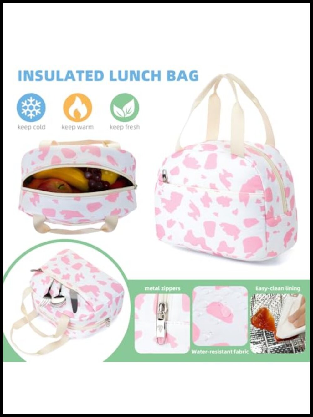 3-in-1 Girls School Backpack Set with Lunch Box Pencil Case, Waterproof Nylon, - Picture 4 of 6